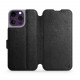 Mobiwear iPhone 14 Pro Max Θήκη Βιβλίο Slim Flip από Γνήσιο Δέρμα - Μαύρη - L_BLS