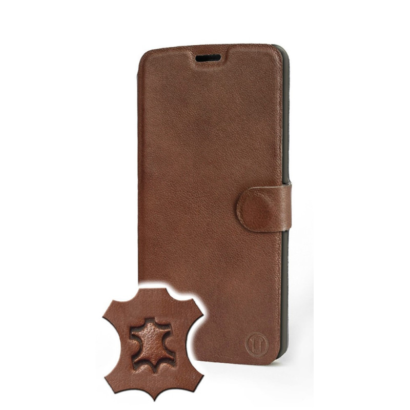 Mobiwear iPhone 14 Pro Max Θήκη Βιβλίο Slim Flip από Γνήσιο Δέρμα - Καφέ - L_BRS