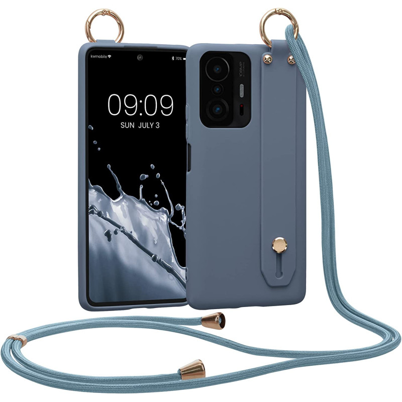 KW Xiaomi 11T / 11T Pro Θήκη Σιλικόνης TPU με Λουράκι και Finger Holder - Dark Slate - 56480.202