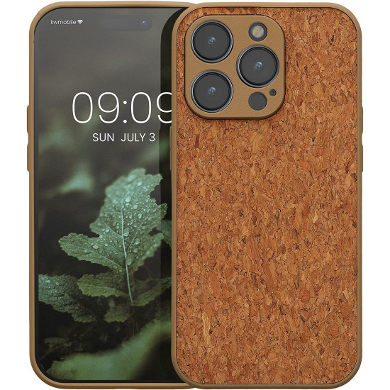 KW iPhone 14 Pro Σκληρή Θήκη από Φελλό με Πλαίσιο Σιλικόνης - Light Brown - 60262.24