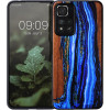 KW Xiaomi Redmi Note 11 Pro+ 5G Θήκη από Φυσικό Ξύλο - Design Watercolor Waves - Blue / Brown - 58100.09