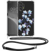 KW Samsung Galaxy A13 4G Θήκη Σιλικόνης TPU με Λουράκι Design Magnolias - Blue / Violet - Διάφανη - 58232.07