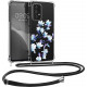 KW Samsung Galaxy A53 5G Θήκη Σιλικόνης TPU με Λουράκι Design Magnolias - Blue / Violet / Διάφανη - 58234.07