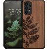 KW Samsung Galaxy A13 4G Θήκη από Φυσικό Ξύλο - Design Leaves and Berries - Dark Brown - 58315.07