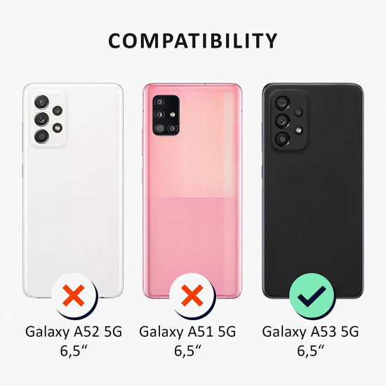 Kalibri Samsung Galaxy A53 5G Σκληρή Θήκη με Επένδυση Συνθετικού Δέρματος και Αποσπώμενη Υποδοχή για Κάρτα - Black / Light Grey - 59383.01