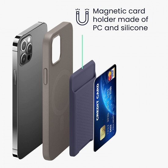 KW iPhone 12 Series / iPhone 13 Series / iPhone 14 Series Μαγνητική Θήκη από Σιλικόνη για Πιστωτικές Κάρτες - Dark Blue - 58790.17