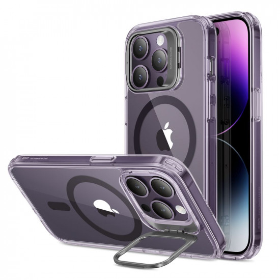 ESR iPhone 14 Pro Classic Kickstand Halolock MagSafe Σκληρή Θήκη με Πλαίσιο Σιλικόνης και Stand - Διάφανη / Purple