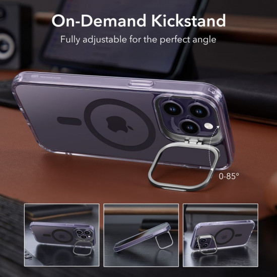 ESR iPhone 14 Pro Max Classic Kickstand Halolock MagSafe Σκληρή Θήκη με Πλαίσιο Σιλικόνης και Stand - Διάφανη / Purple
