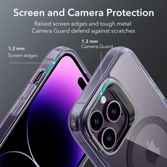 ESR iPhone 14 Pro Max Classic Kickstand Halolock MagSafe Σκληρή Θήκη με Πλαίσιο Σιλικόνης και Stand - Διάφανη / Purple