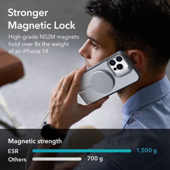 ESR iPhone 14 Pro Classic Kickstand Halolock MagSafe Σκληρή Θήκη με Πλαίσιο Σιλικόνης και Stand - Διάφανη / Black