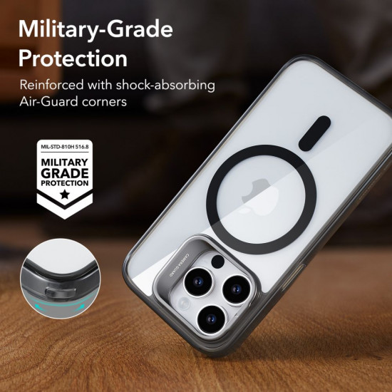 ESR iPhone 14 Pro Classic Kickstand Halolock MagSafe Σκληρή Θήκη με Πλαίσιο Σιλικόνης και Stand - Διάφανη / Black