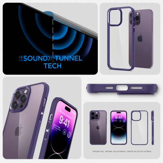 Spigen iPhone 14 Pro Ultra Hybrid Σκληρή Θήκη με Πλαίσιο Σιλικόνης - Deep Purple