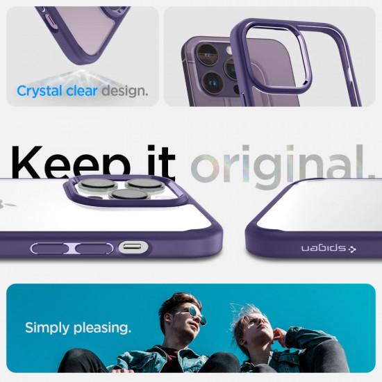 Spigen iPhone 14 Pro Ultra Hybrid Σκληρή Θήκη με Πλαίσιο Σιλικόνης - Deep Purple