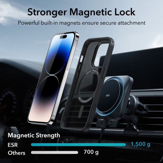 ESR iPhone 14 Pro Max Classic Hybrid Halolock Σκληρή Θήκη με Πλαίσιο Σιλικόνης και MagSafe - Frosted Black