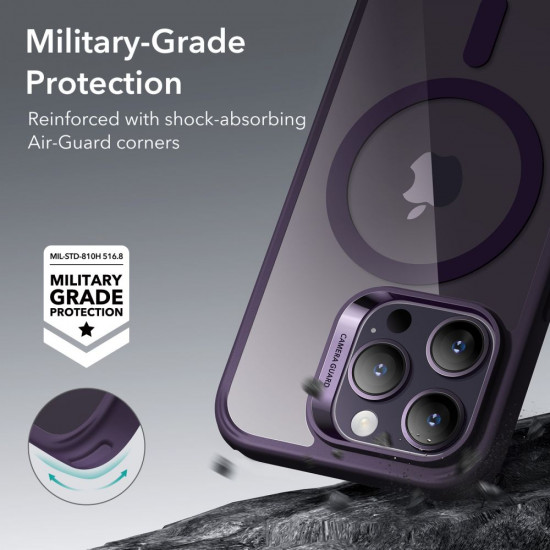 ESR iPhone 14 Pro Classic Hybrid Halolock Σκληρή Θήκη με Πλαίσιο Σιλικόνης και MagSafe - Διάφανη / Purple