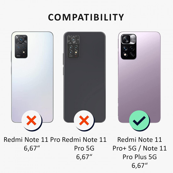 Kalibri Xiaomi Redmi Note 11 Pro+ 5G Σκληρή Θήκη με Επένδυση Συνθετικού Δέρματος και Αποσπώμενη Υποδοχή για Κάρτα - Light Grey / Black - 59169.25