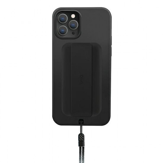 Uniq iPhone 12 Pro Max Heldro Σκληρή Θήκη με Πλαίσιο Σιλικόνης και Finger Holder - Black