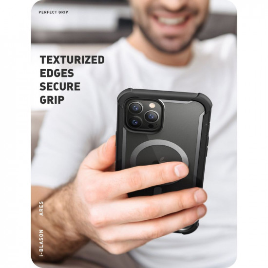 i-Blason iPhone 14 Pro Max Ares Mag MagSafe Σκληρή Θήκη με Πλαίσιο Σιλικόνης και Προστασία Οθόνης - Black