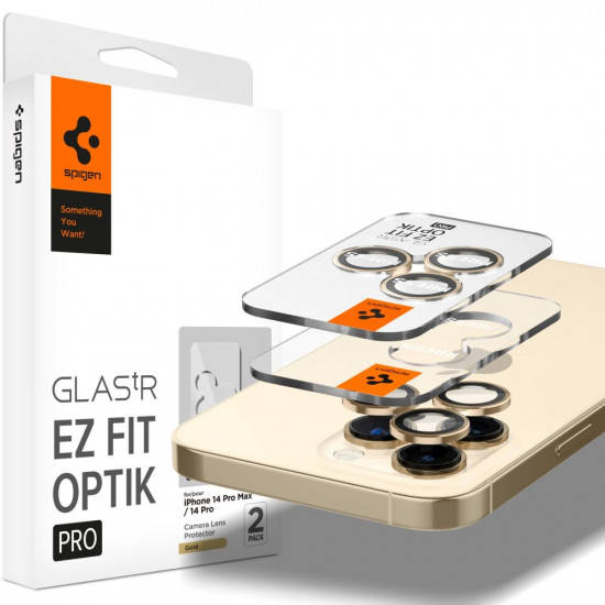 Spigen iPhone 14 Pro / 14 Pro Max Optik.TR EZ Fit Αντιχαρακτικό Γυαλί για την Κάμερα - 2 Τεμάχια - Gold