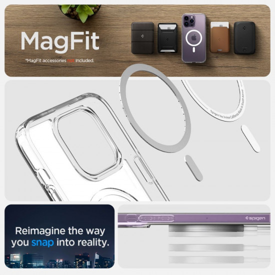 Spigen iPhone 14 Pro Ultra Hybrid Mag Σκληρή Θήκη με Πλαίσιο Σιλικόνης Και MagSafe - Frost Clear / White