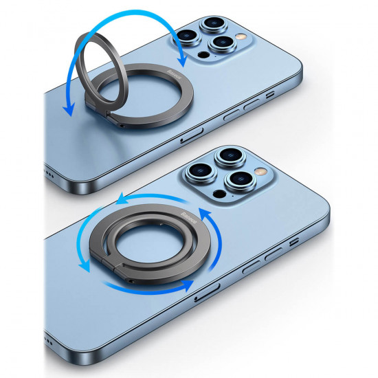Baseus Halo Magnetic Ring Holder - Δαχτυλίδι Συγκράτησης Κινητού / Tablet - Βάση Στήριξης - Silver - SUCH000012