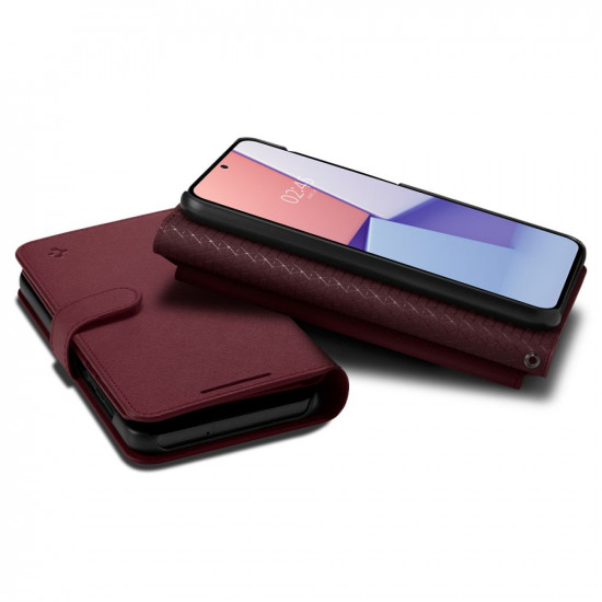 Spigen Samsung Galaxy S23 Wallet S Plus Θήκη Πορτοφόλι από Δερματίνη - Burgundy