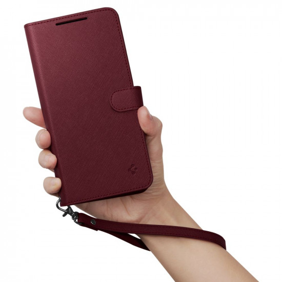 Spigen Samsung Galaxy S23+ Wallet S Plus Θήκη Πορτοφόλι από Δερματίνη - Burgundy