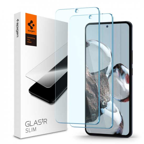 Spigen Xiaomi 12T / 12T Pro GLAS.tR Slim 0.2mm 2.5D Tempered Glass Αντιχαρακτικό Γυαλί Οθόνης 9H - 2 Τεμάχια - Clear - AGL05918