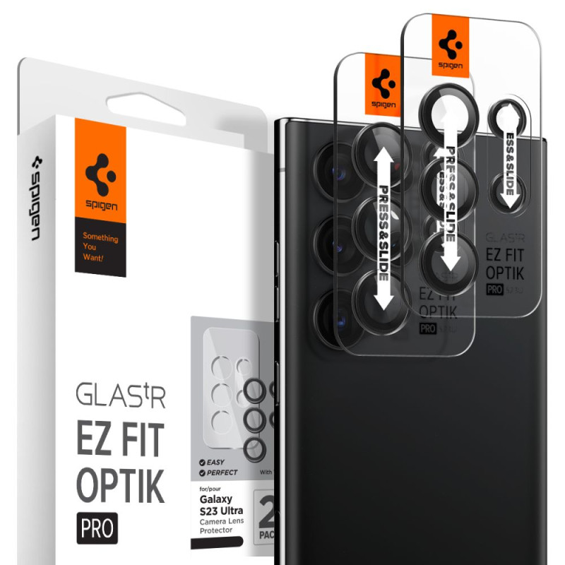 Spigen Samsung Galaxy S23 Ultra Optik.TR EZ Fit Αντιχαρακτικό Γυαλί για την Κάμερα - 2 Τεμάχια - Black