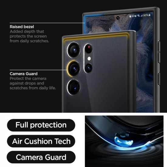 Spigen Samsung Galaxy S23 Ultra - Ultra Hybrid Σκληρή Θήκη με Πλαίσιο Σιλικόνης - Frost Black