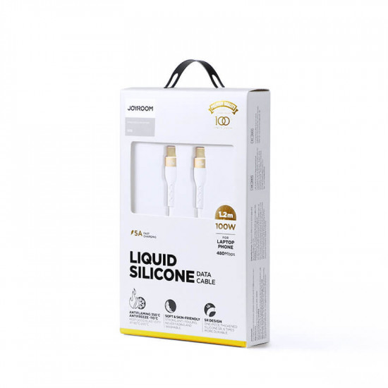Joyroom Liquid Silicone S-1250N18-10 100W - Καλώδιο Δεδομένων και Φόρτισης Type-C to Type-C 1.2M - White