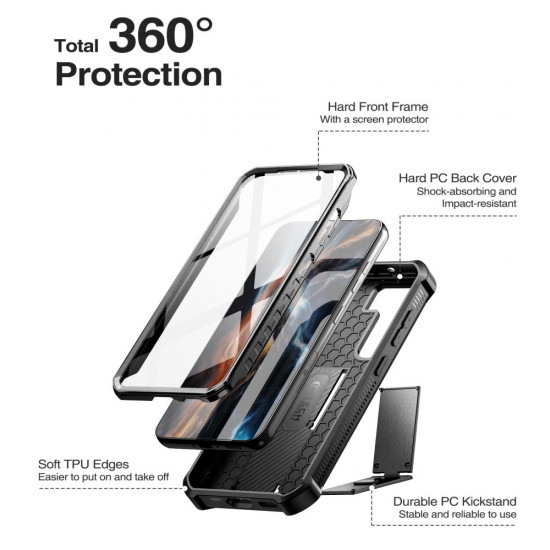 Tech-Protect Samsung Galaxy S23+ Kevlar Pro Θήκη 360 Full Body με Προστασία Οθόνης και Stand - Black
