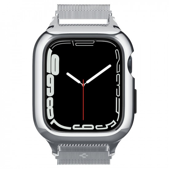 Spigen Λουράκι Apple Watch 7 / 8 / 9 - 45 mm Metal Fit Prowith Protective Case με Θήκη Προστασίας - Silver