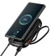 Baseus Qpow Digital 20W Power Bank 20000mAh με 1 Θύρα USB και 1 Θύρα Type-C και Ενσωματωμένο Καλώδιο Lightning - Βlack - PPQD060201