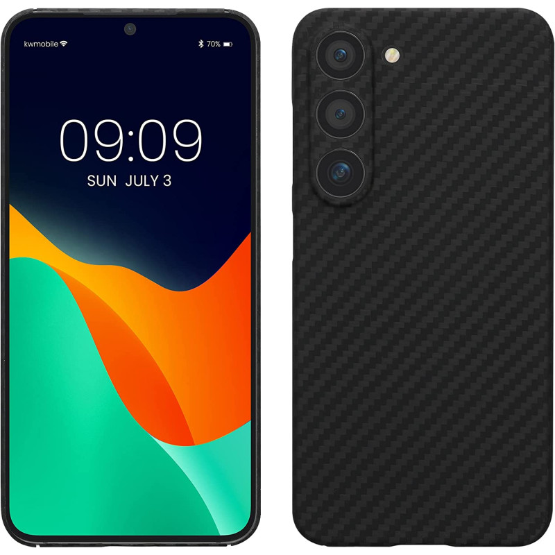 Kalibri Samsung Galaxy S23 Σκληρή Θήκη Aramid Fiber με Πλαίσιο Σιλικόνης - Black Matte - 60350.47