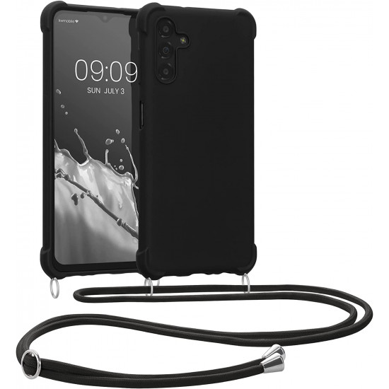 KW Samsung Galaxy A13 5G Θήκη Σιλικόνης TPU με Λουράκι - Black - 59959.01