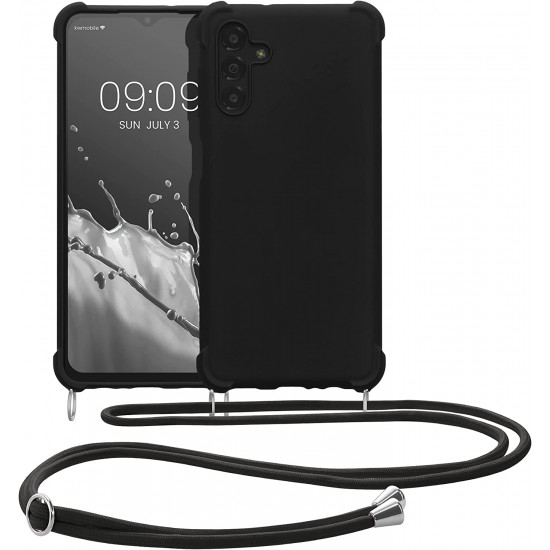 KW Samsung Galaxy A13 5G Θήκη Σιλικόνης TPU με Λουράκι - Black - 59959.01