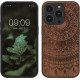 KW iPhone 14 Pro Θήκη από Φυσικό Ξύλο - Design Indian Sun - Dark Brown - 59126.05