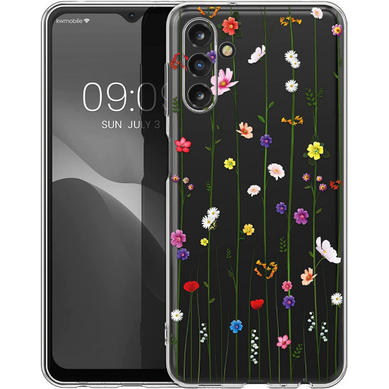 KW Samsung Galaxy A13 5G Θήκη Σιλικόνης TPU - Design Wild Flowers Tendril - Multicolour - Διάφανη - 60159.03