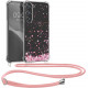 KW Samsung Galaxy S23+ Θήκη Σιλικόνης TPU με Λουράκι Design Cherry Blossoms - Pink / Dark Brown - Διάφανη - 60326.02