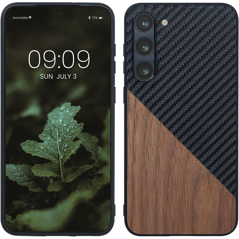 KW Samsung Galaxy S23+ Θήκη από Φυσικό Ξύλο και Carbon - Dark Brown / Black - 60505.01