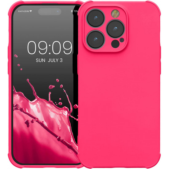 KW iPhone 14 Pro Θήκη Σιλικόνης TPU με Ενισχυμένες Γωνίες - Neon Pink - 60221.77