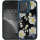 KW iPhone 14 Pro Max Σκληρή Θήκη με Πλαίσιο Σιλικόνης - Design White Blossoms - Yellow / Dark Blue / White - Διάφανη - 60469.02