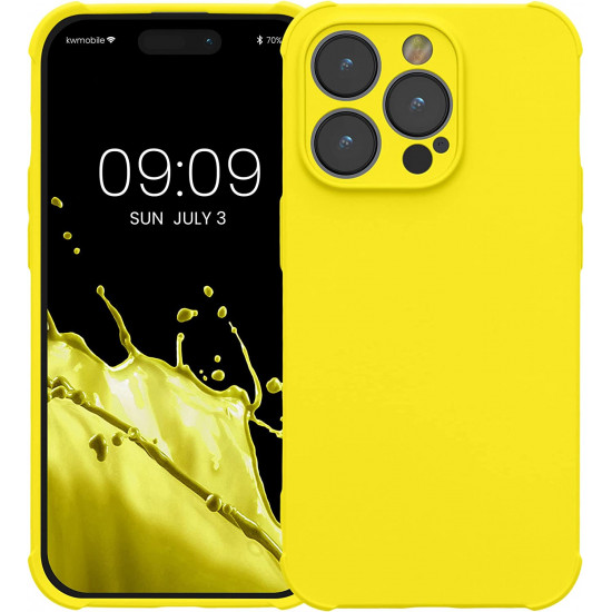 KW iPhone 14 Pro Θήκη Σιλικόνης TPU με Ενισχυμένες Γωνίες - Lemon Yellow - 60221.149