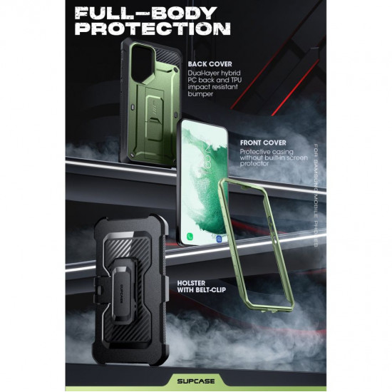 Supcase Samsung Galaxy S23 Ultra Unicorn Beetle Pro 2 Σκληρή Θήκη με Προστασία Οθόνης και Stand - Green