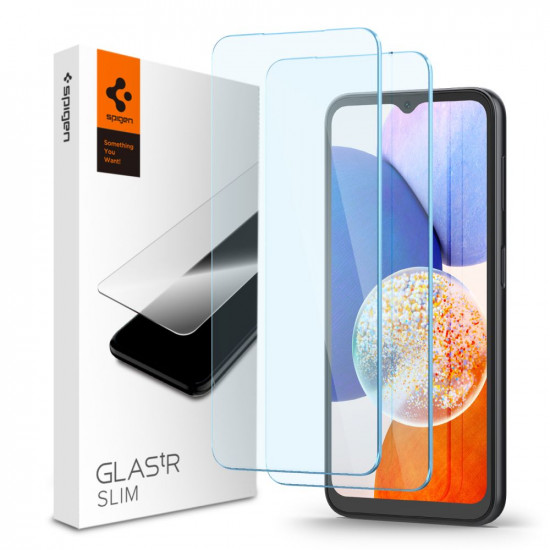 Spigen Samsung Galaxy A14 5G GLAS.tR Slim 0.2mm 2.5D Tempered Glass Αντιχαρακτικό Γυαλί Οθόνης 9H - 2 Τεμάχια - Clear - AGL05971