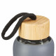 Relaxdays Γυάλινο Μπουκάλι Νερού με Καπάκι από Bamboo - 550ml - Grey / Light Brown - 4052025898182