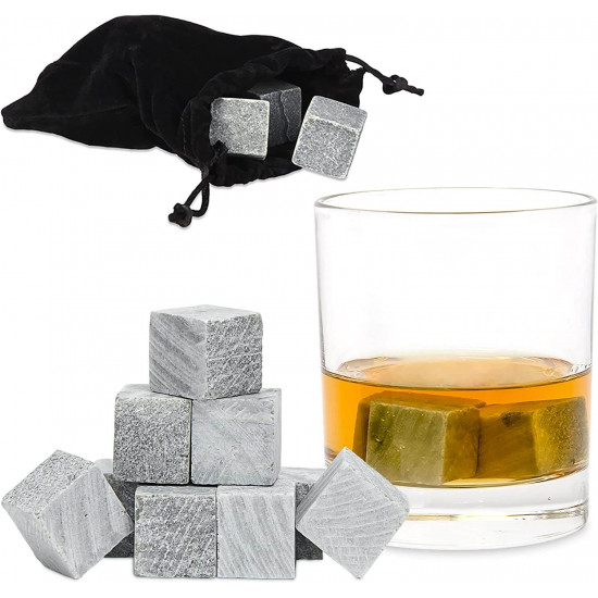 Relaxdays Set of 9 Whiskey Stones - Σετ με 9 Παγάκια από Στεατίτη - Grey - 4052025189662