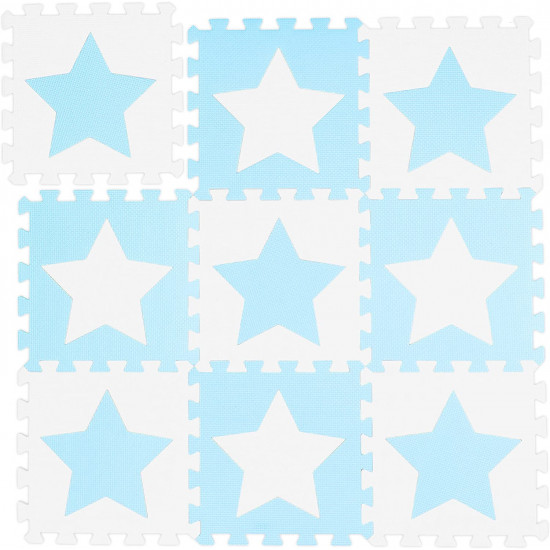 Relaxdays Χαλάκι Παζλ 9 Τεμαχίων για Παιδιά - Design Stars - White / Blue - 4052025890100