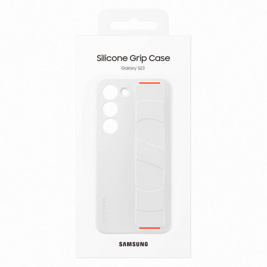 Samsung Silicone Grip Cover Samsung Galaxy S23 Θήκη Σιλικόνης με Finger Holder - White - EF-GS911TWEGWW